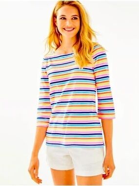 NWOT Lilly Pulitzer Waverly Top in Island Stripe